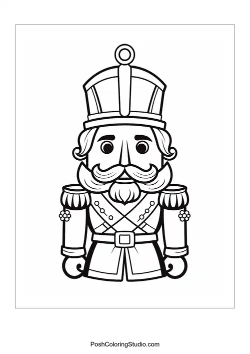 A nutcracker stands with a friendly smile and gifts.