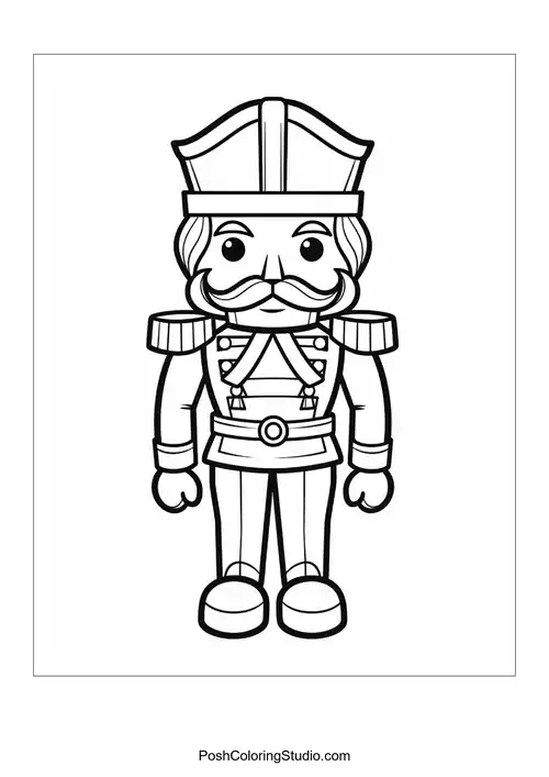 A nutcracker soldier with a mustache and detailed uniform.