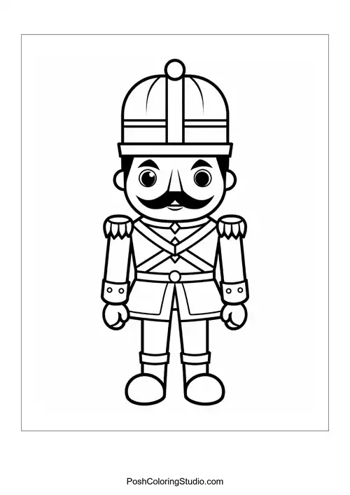 A nutcracker with a simple uniform and a friendly expression.