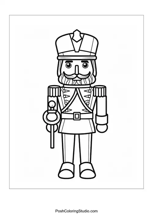 A nutcracker with a unique staff and a detailed uniform.