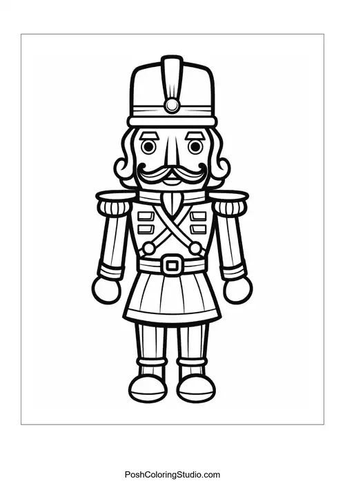 A nutcracker in a military-style uniform with buttons.