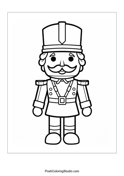 A nutcracker with a unique hat and a distinguished uniform.