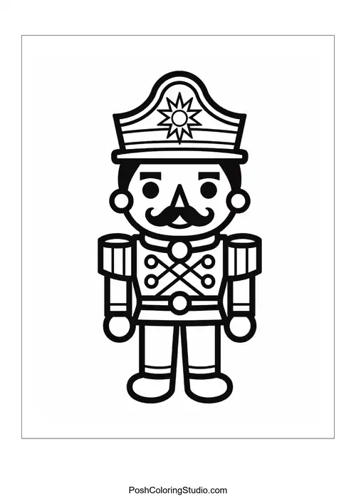 A nutcracker with a star emblem on its hat.