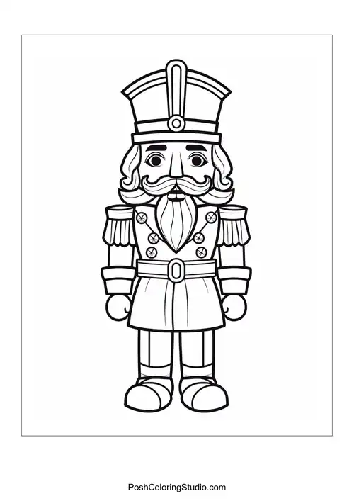 A nutcracker with a tall hat and a detailed uniform.
