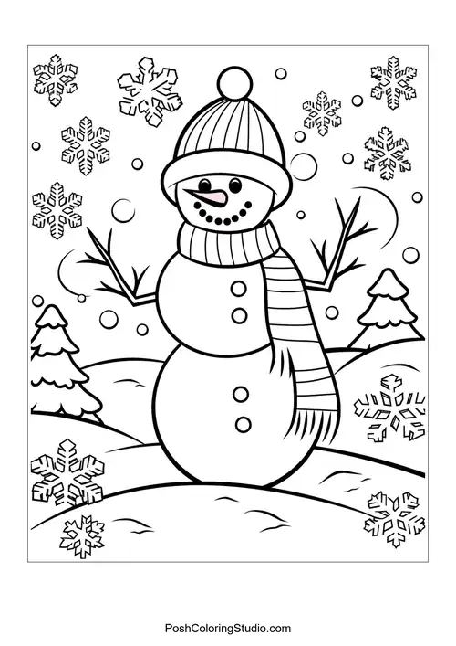 Christmas Snowman Coloring Pages sample thumbnail