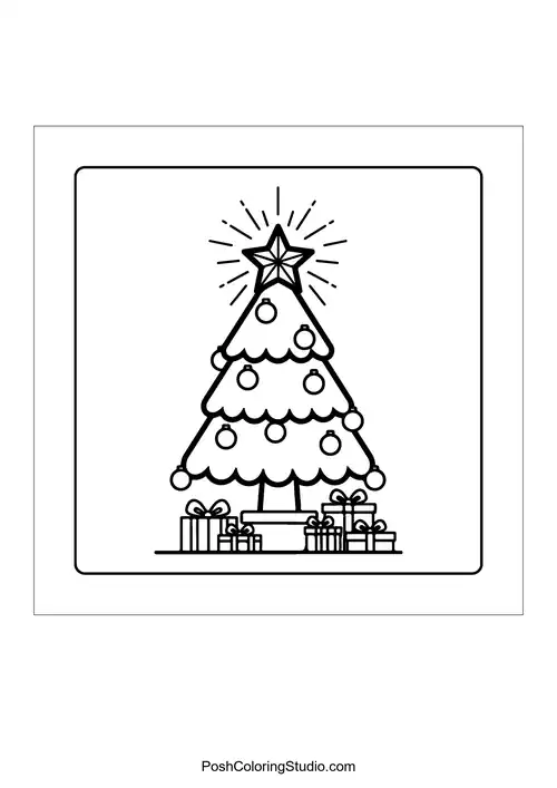 A decorated Christmas tree with gifts underneath it.