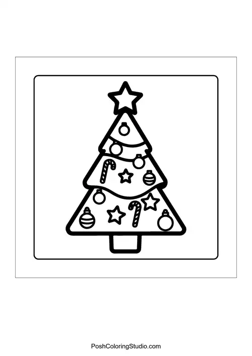 A Christmas tree with candy canes and ornaments.