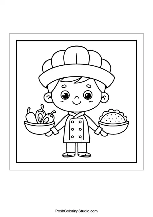 A chef holding bowls of food with a friendly smile.