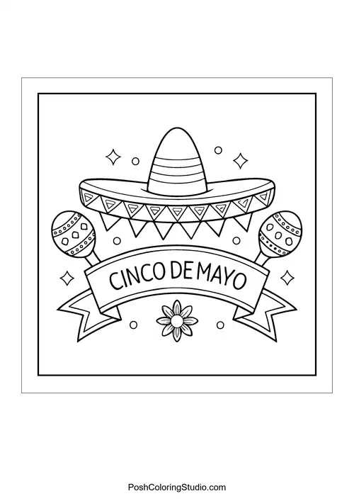 A sombrero with maracas and decorative elements.