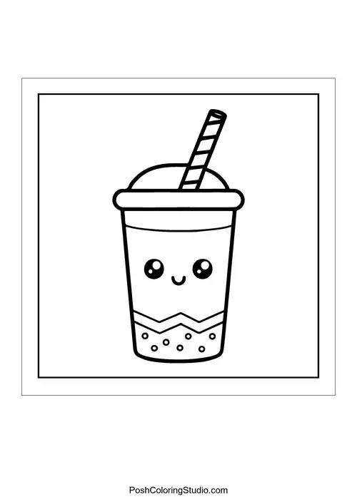 A drink cup with a straw and a happy face.