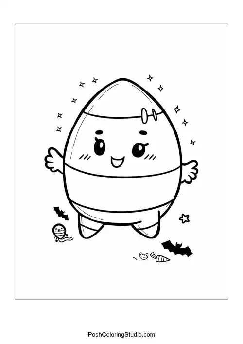 A cute cartoon egg with arms and a smiling face.