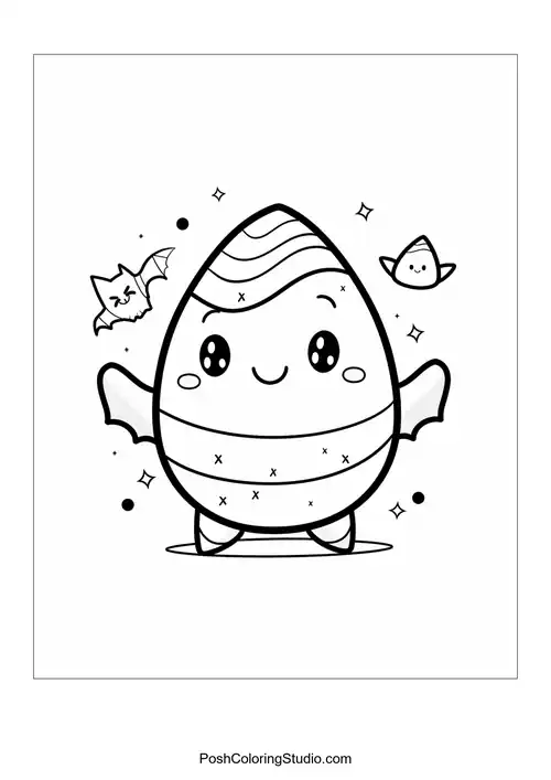A cute bat-shaped candy with smiling features and stars.
