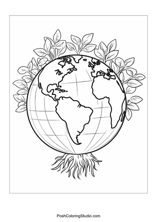 A globe surrounded by flowers in a vase.
