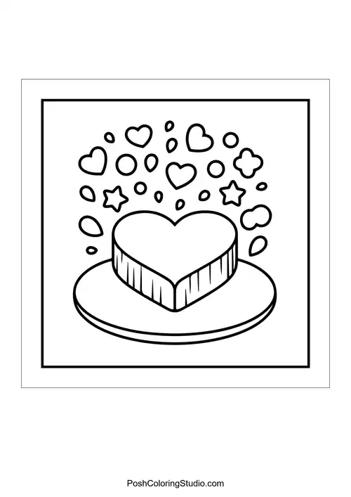 A heart with decorative elements and floating stars.