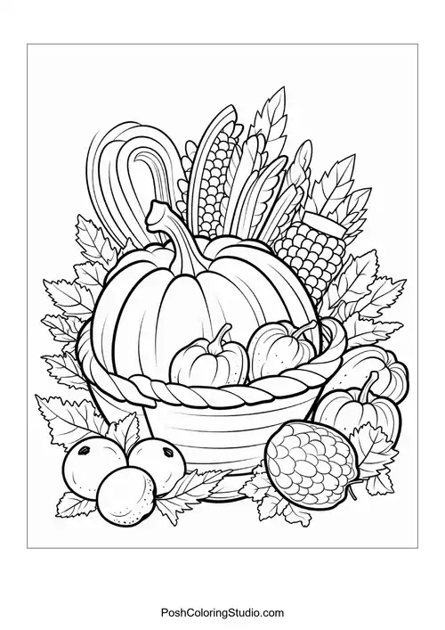 A basket overflowing with fruits and vegetables.