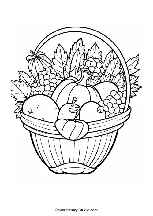 A basket overflowing with various fruits.