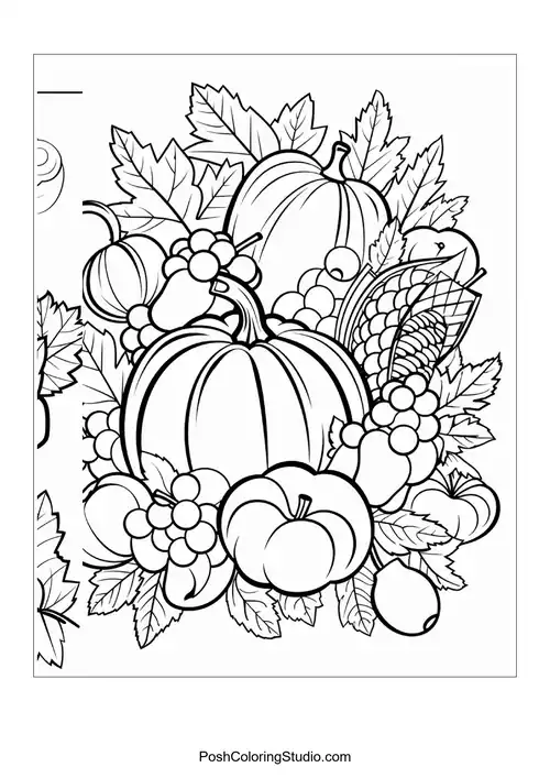 A basket overflowing with fruits and vegetables.