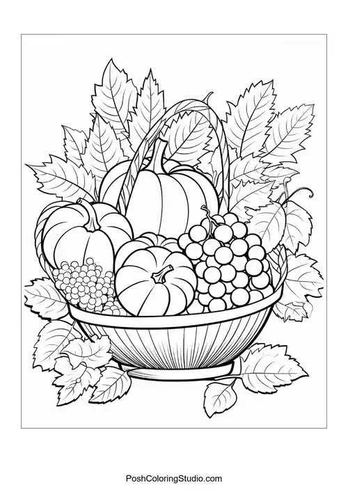A gnome holding two baskets of harvest.