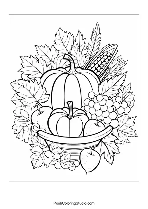 A basket filled with assorted fruits and flowers.