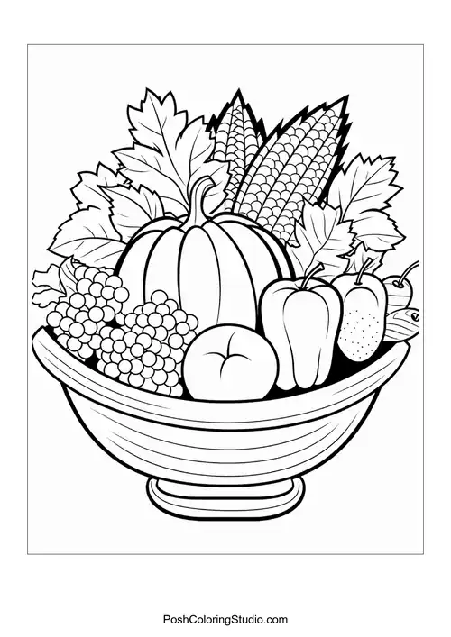 A bowl filled with various fruits and vegetables.